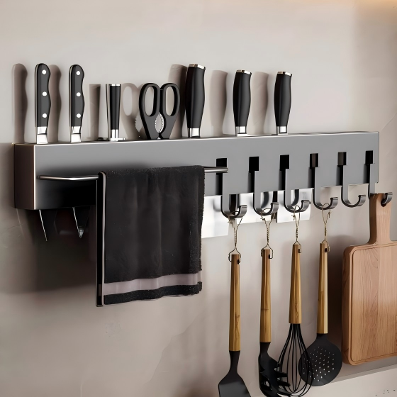 Wall-mounted, drilling-free storage rack, detachable, made of carbon steel, lightweight and durable