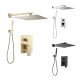 Brushed Gold Shower Set, Concealed Rain System, Faucet Included, Bathroom