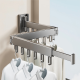 Wall-Mounted Folding Clothes Rack, 3-Fold, 360&deg; Rotating Hooks, Aluminum