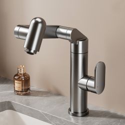 Bathroom basin taps, gun gray, ceramic chip valve core, support OEM/ODM