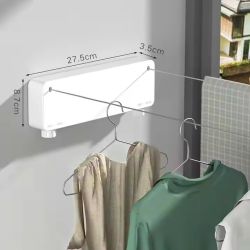 Wall mounted clothes line, retractable clothes line 5.2 m, bathroom washing and drying line