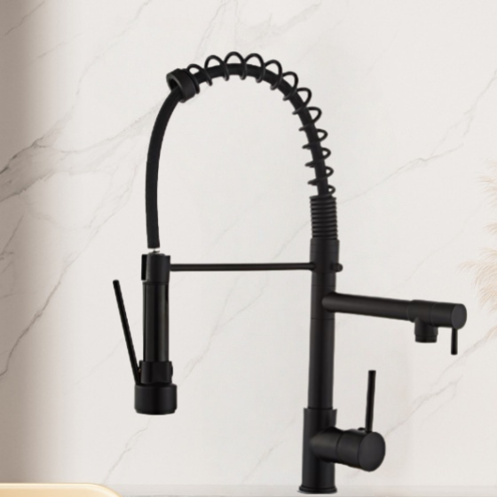 Kitchen sink faucets，kitchen tap with pull out spray，matte black kitchen faucet with sprayer