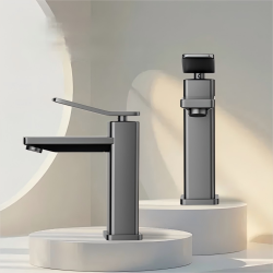 Space aluminum gun gray hot and cold basin faucet