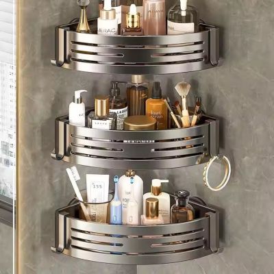 Wall-Mounted Shower Corner Shelf, Dual Installation, Aluminum, Multi-Room Use