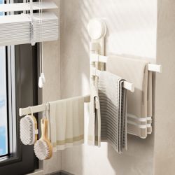 Rotating Towel Rack, 180&deg; Swing, No-Drill, Space-Saving, Aluminum