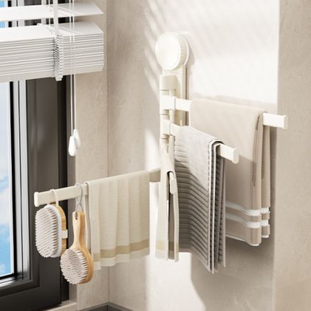 Rotating Towel Rack, 180&deg; Swing, No-Drill, Space-Saving, Aluminum