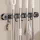 Wall Mounted Broom & Mop Rack, Adjustable, Space-Saving, Aluminum/ABS